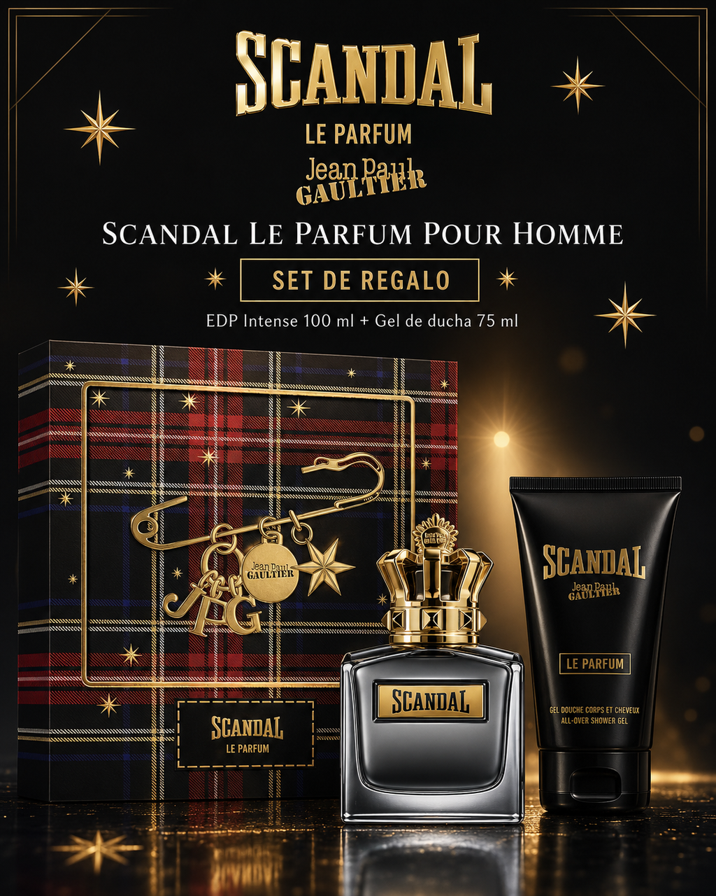 Gift set Le Scandal Le Parfum Eau de Parfum 100 ml / 3,4 fl. oz + Gel de Ducha 75 ml Para Hombres de Jean Paul Gaultier